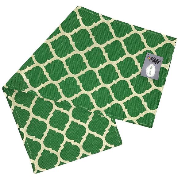 Moroccan Me Crazy Table Runner Ikat Mat Mediterranean Decor Green Shiny NEW - Picture 3 of 7